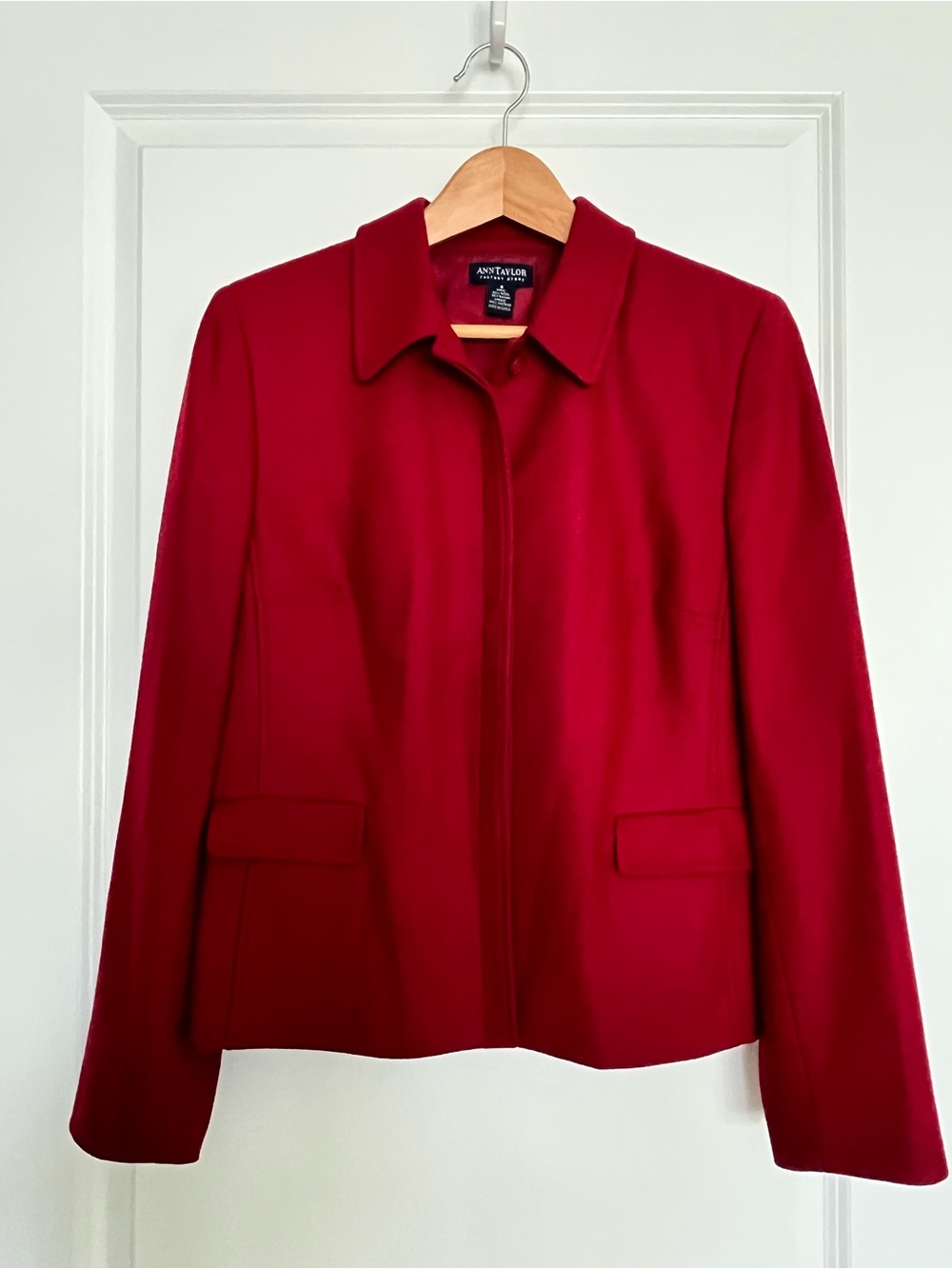 Ann Taylor Red Tailored Wool-Blend Blazer